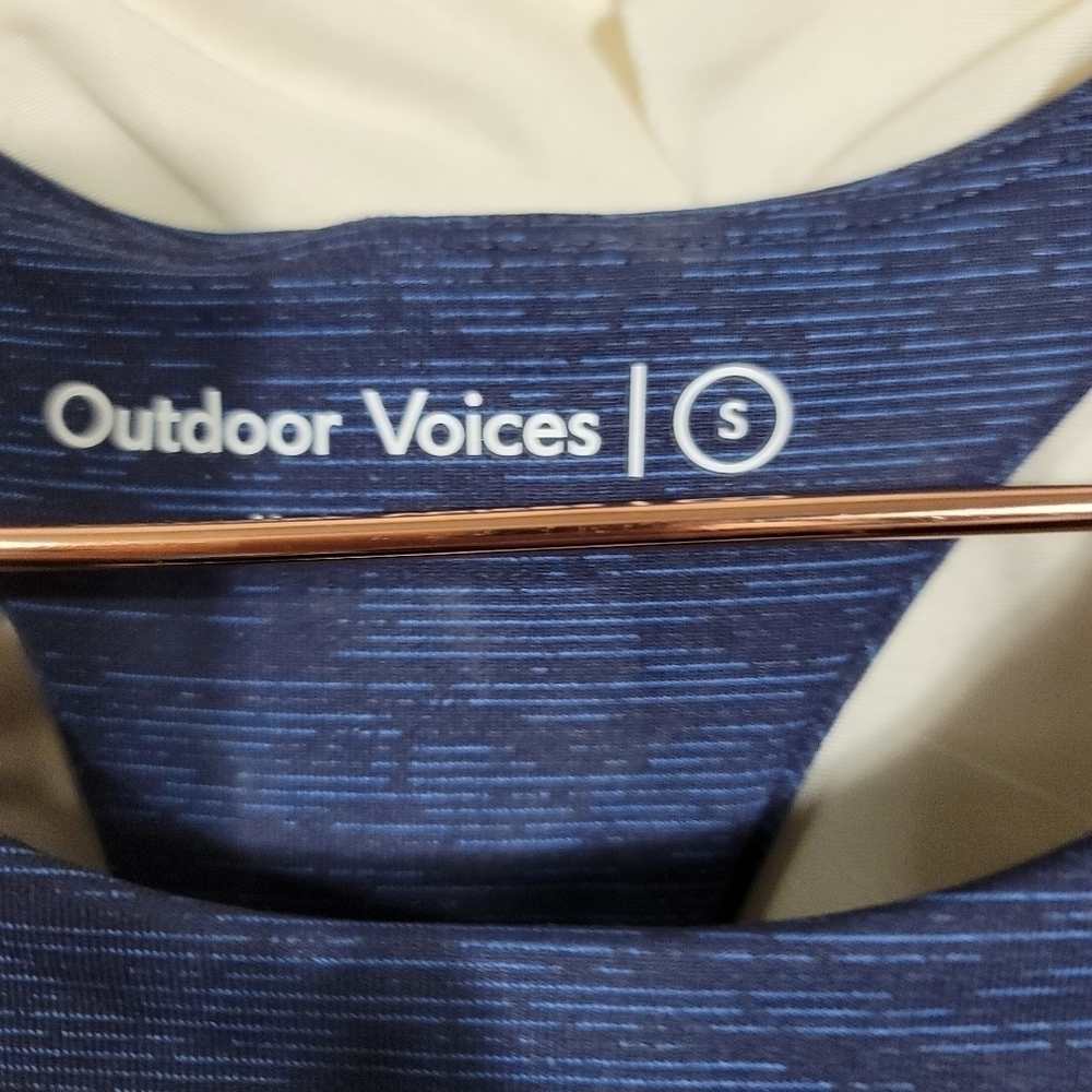Outdoor Voices Move Free Crop Top Heathered Blue Sports Bra Small Racerback - Picture 4 of 7